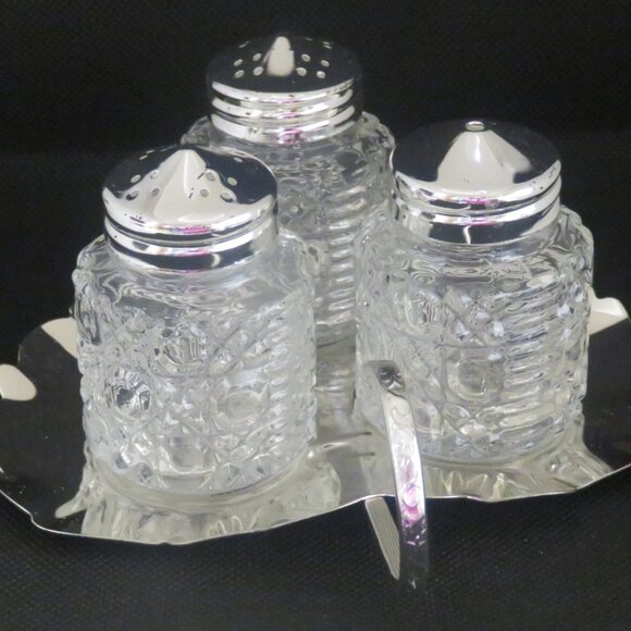 *Vintage* Queen Anne Leaf Cruet Set Silver Plated (K432) - Picture 5 of 11